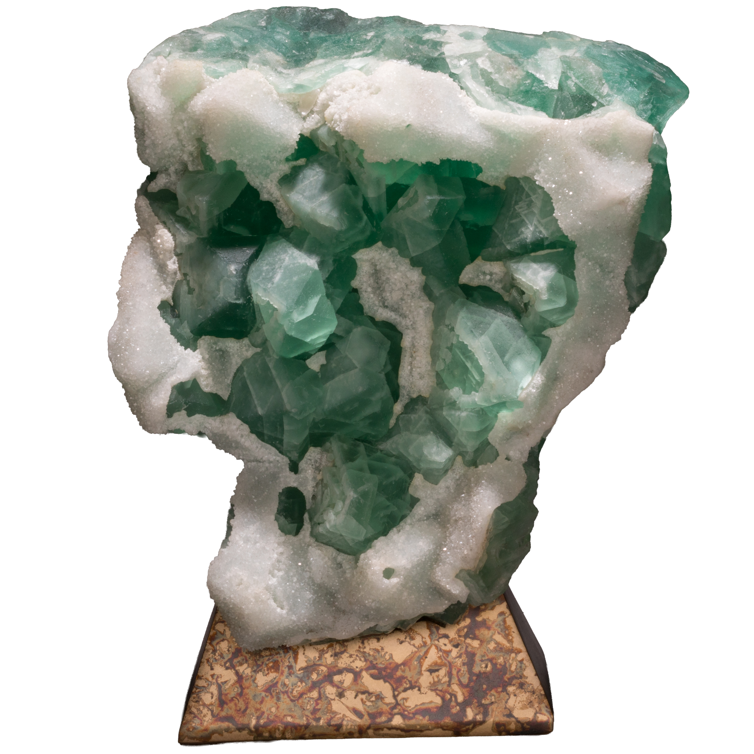 Fluorite sur bronze