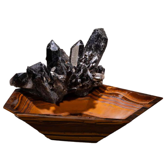 Bling Bowl 7 - Irradiated Quartz on Tiger Iron bowl