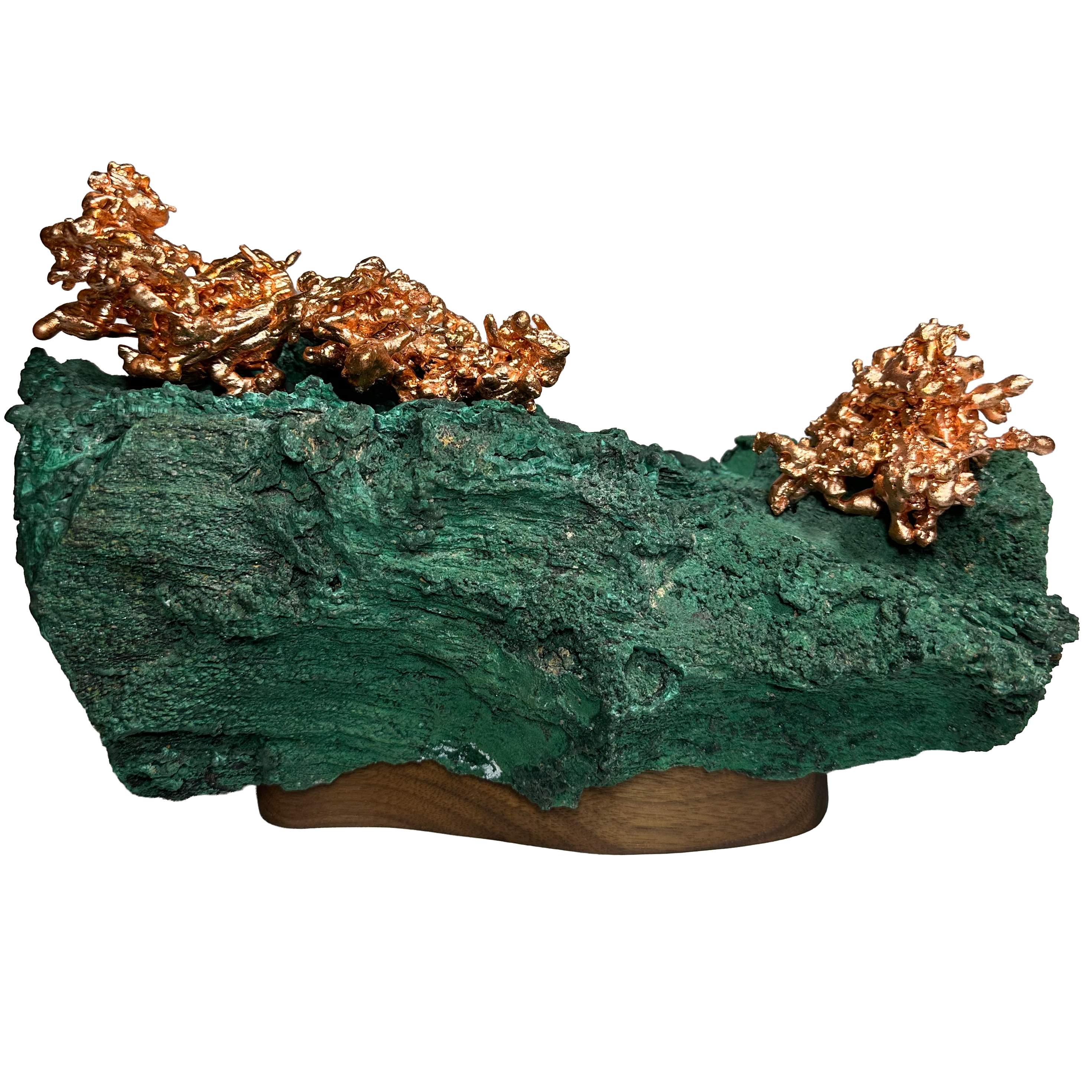 Cuivre sur malachite brute