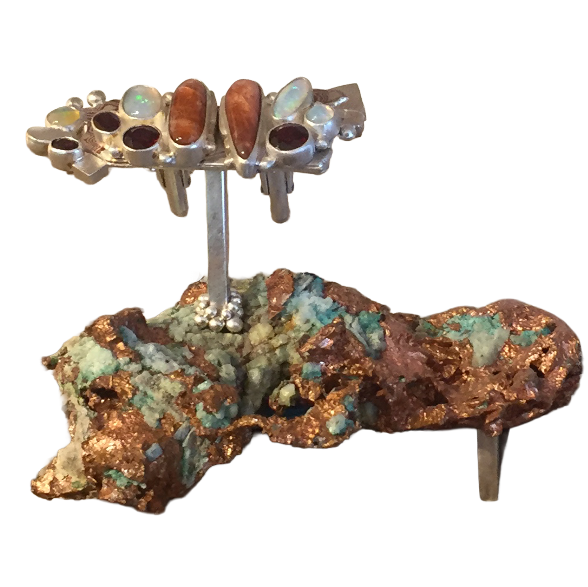 Boutons de manchette en pierre de soleil sur cuivre