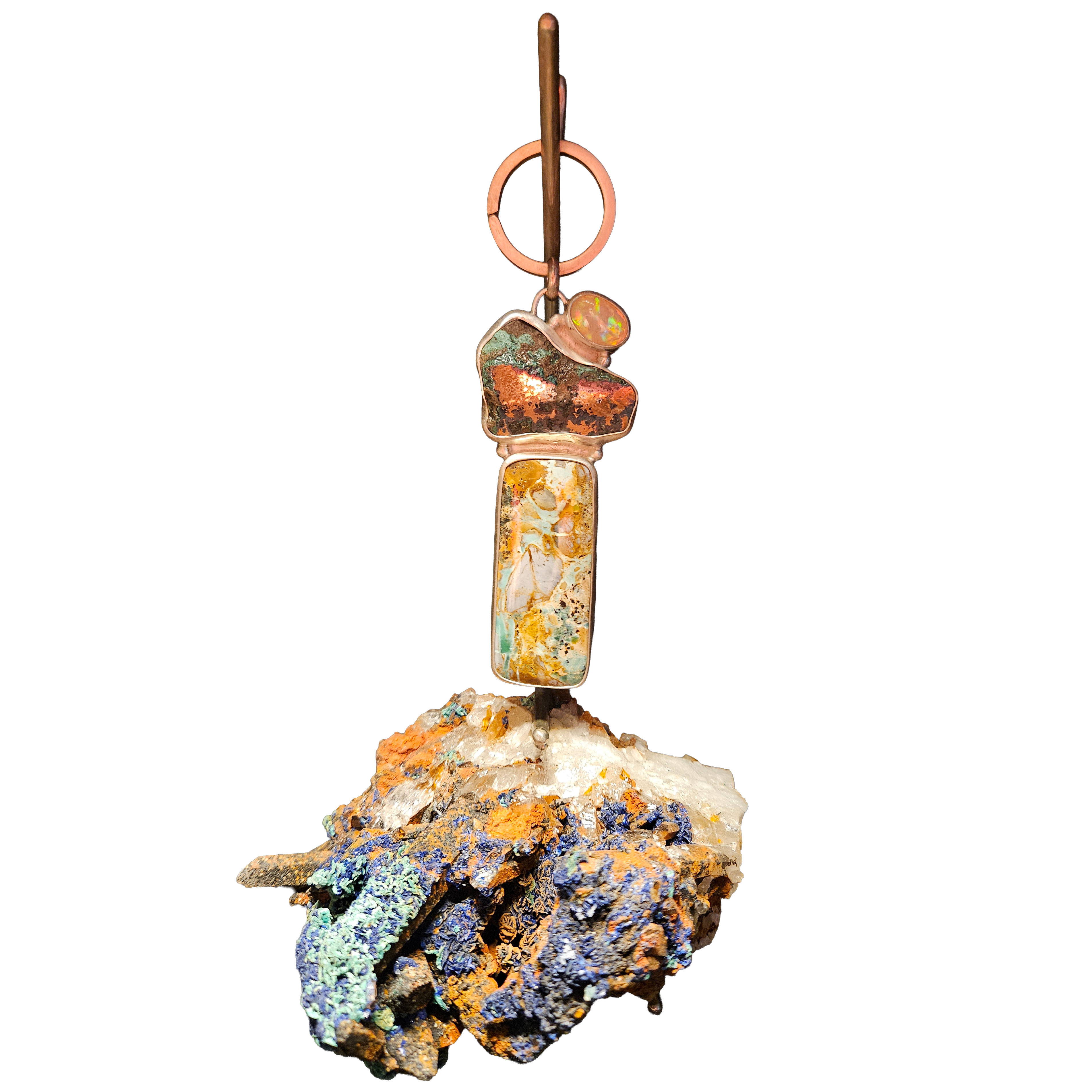 Green Beauty Keychain w/Azurite and Malachite Base