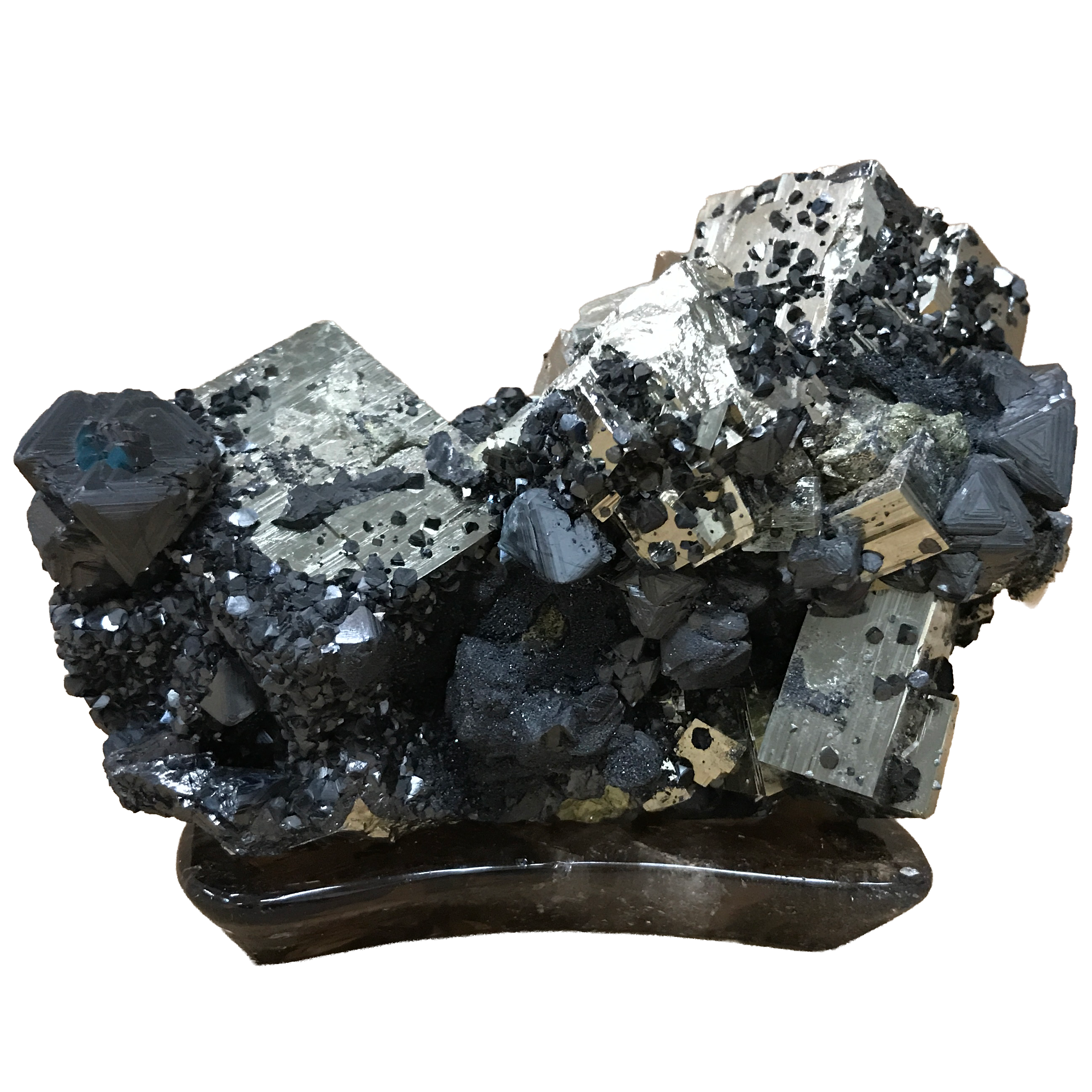 Pyrite on Smoky  Base