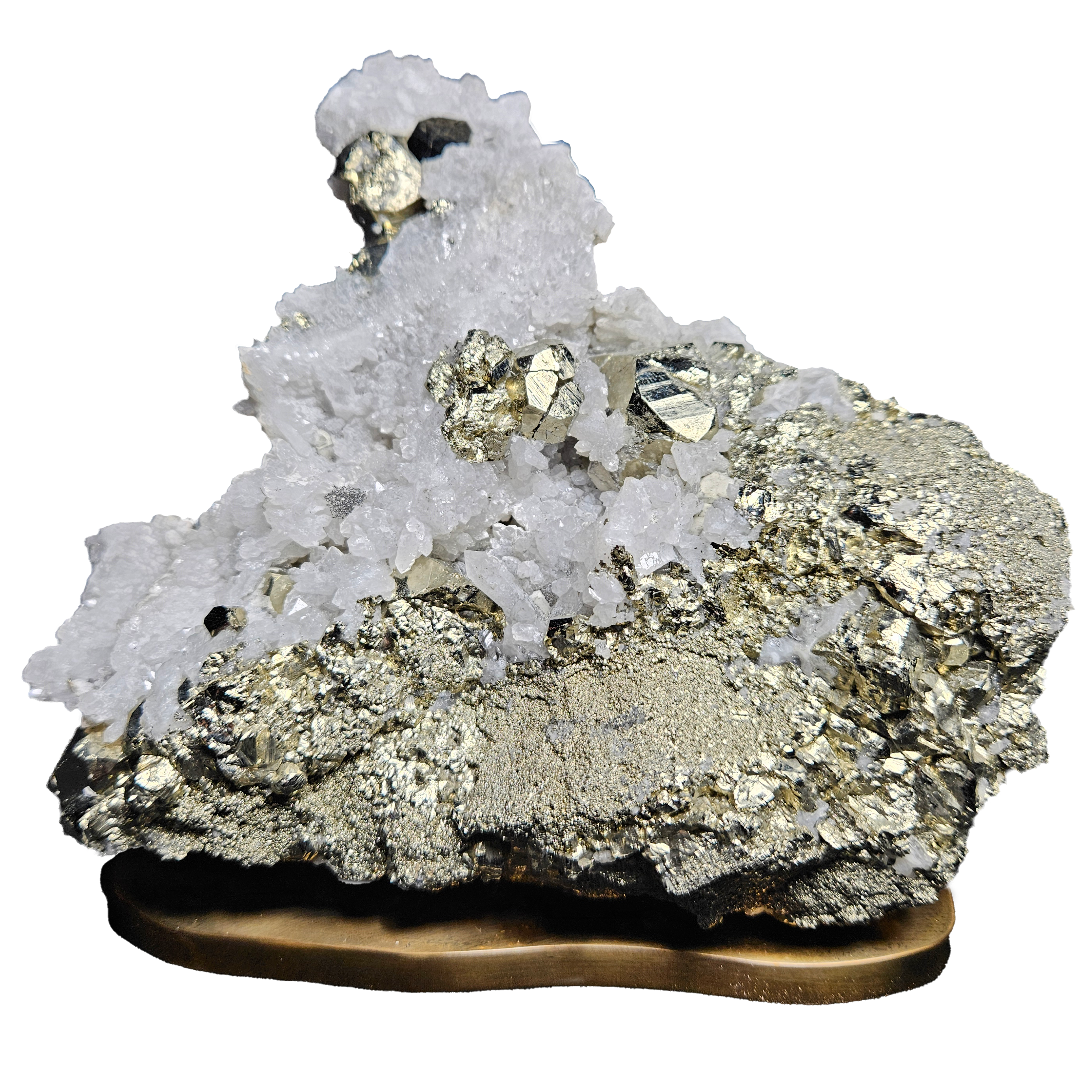 Pyrite in Matrix on Bronze Base