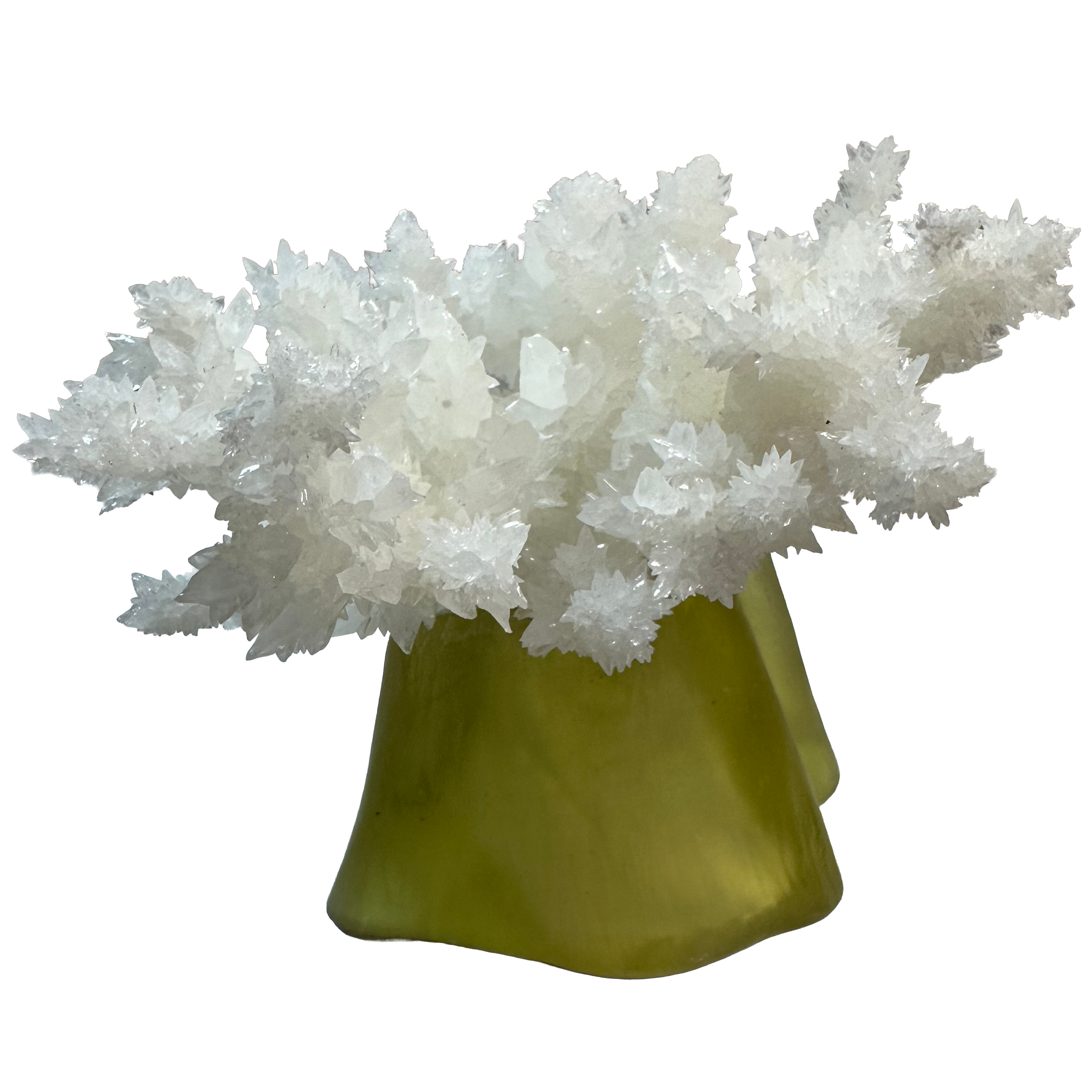 Cristal flocon de neige sur socle en verre jaune