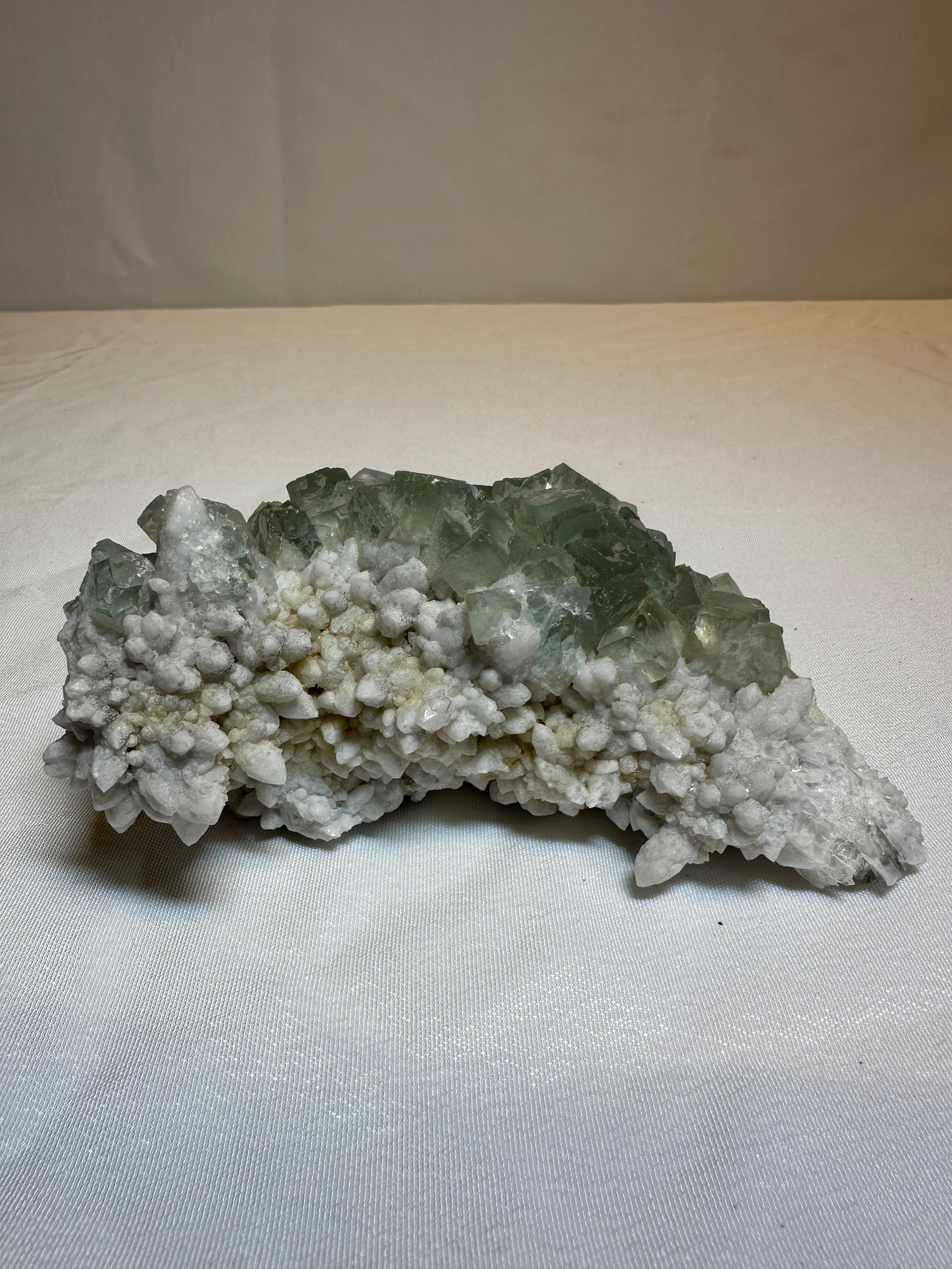 Fluorite on Calcite