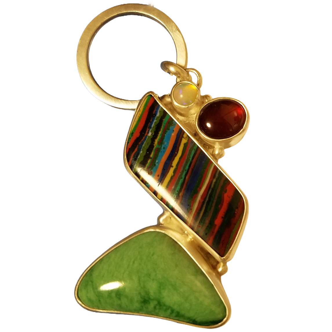 Variscite and Rainbow Agate Keychain