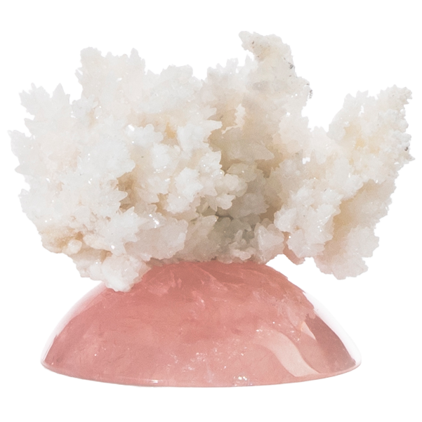 Aragonite on Rose Quartz