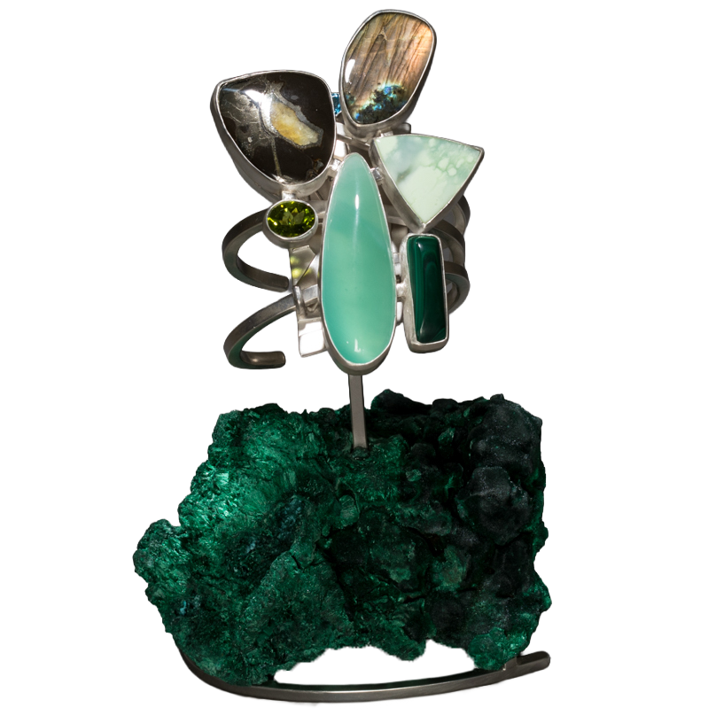 Chrysoprase Bracelet on Malachite (AKA Juno)