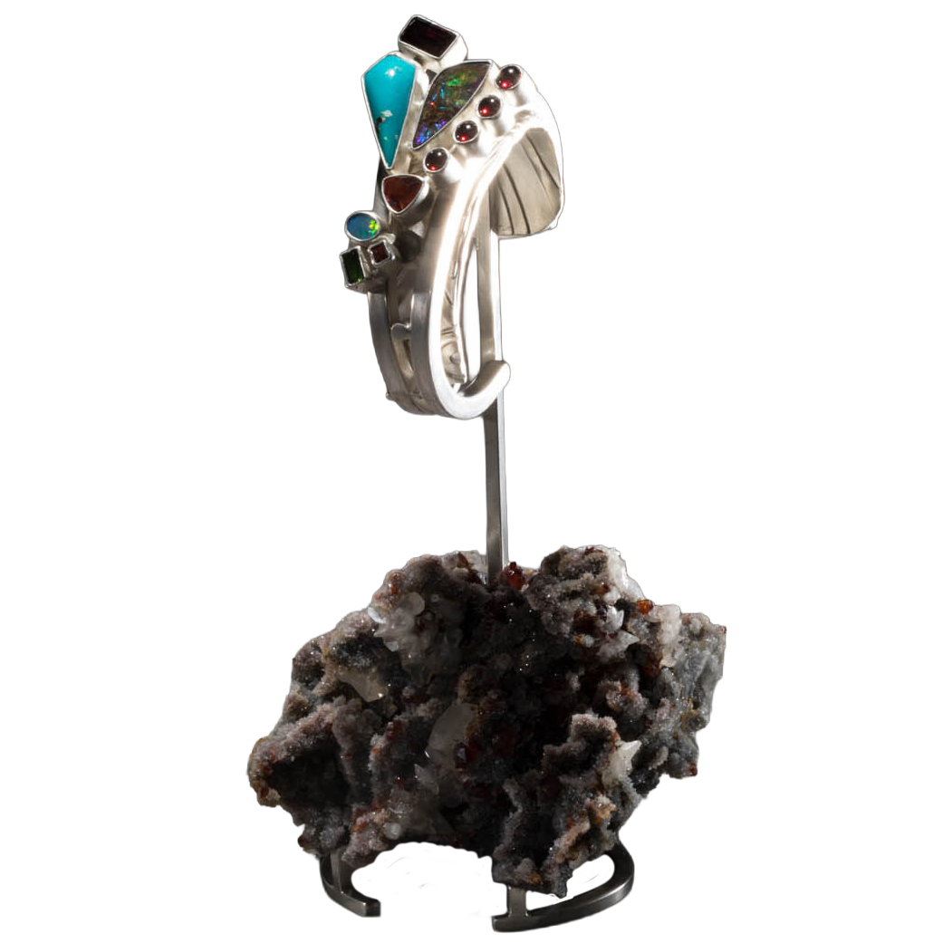Turquoise Cuff on Sphalerite w/ Garnet